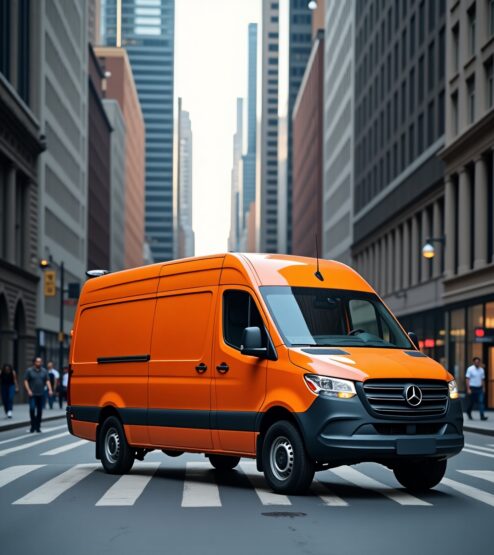Flux_Dev_A_vivid_photograph_of_a_vibrant_orange_Mercedes_Sprin_3
