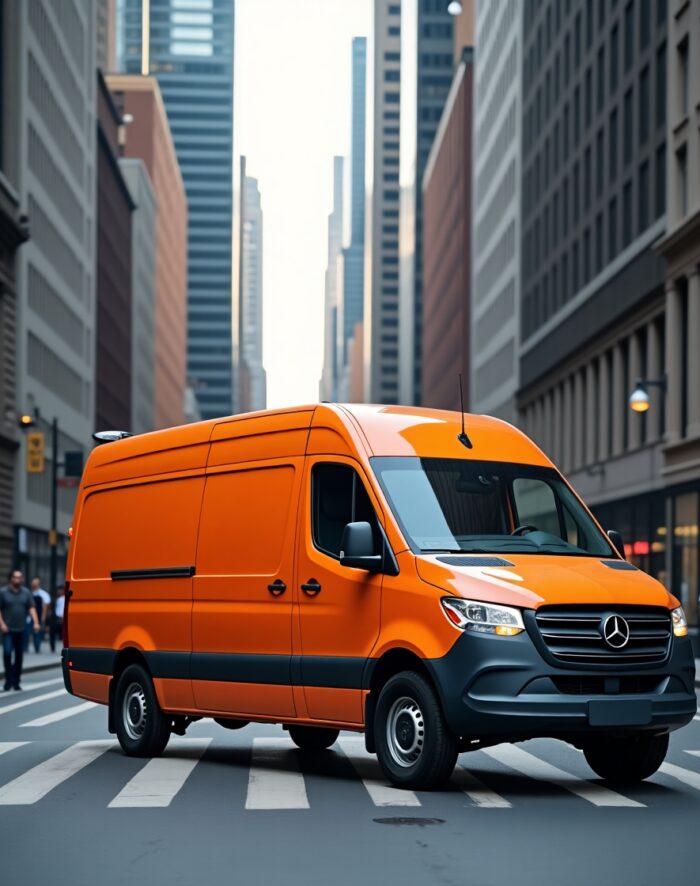 Flux_Dev_A_vivid_photograph_of_a_vibrant_orange_Mercedes_Sprin_3